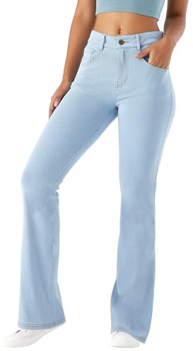 LaiEr Donna Jeans da Alta Elasticità,Skinny e con Tasche a Cerniera per Il Fitness, Morbidi e Comodi Pantaloni Bootcut Adatti per Lo Sport e Il Fitness,con Tasche Laterali