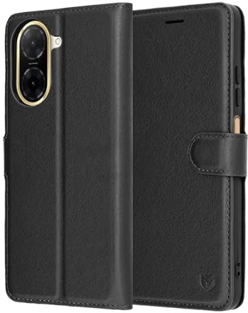Techsuit für Xiaomi Redmi A5 4G Flip Wallet Hülle mit Kartenfach, Geldfach, Staubschutz, Kratzfest, Präzise Aussparungen, Elegantes Design, Leather Folio Series, Schwarz