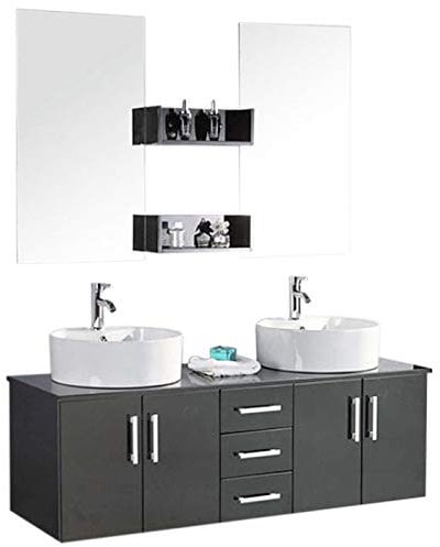 Badezimmermöbel, Doppel Waschtisch Modell „Butterfly“, komplett, 150 cm, Armaturen inklusive
