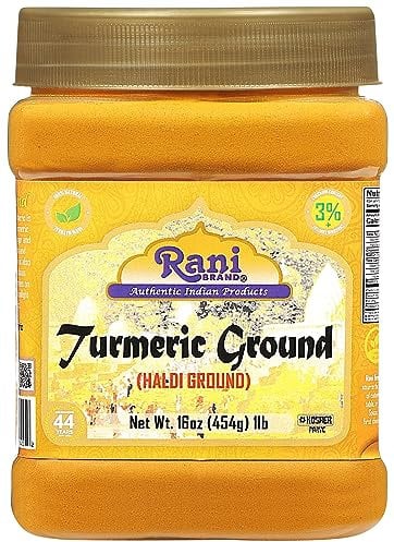 Rani Turmeric (Haldi) Root Powder Spice, (High Curcumin Content) 16oz (1lb) 454g PET Jar ~ All Natural | 100% Pure, Salt Free | Vegan | Gluten Friendly | Non-GMO | Kosher | Indian Origin