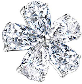 Paula & Fritz® Dermal-Anchor Aufsatz Haut-Anker Implantate Transdermal Microdermal Top Silber gelbgold roségold fünfteilige Blüte Zirkonia Clear Edelstahl Chirurgenstahl 316L SAC04_C