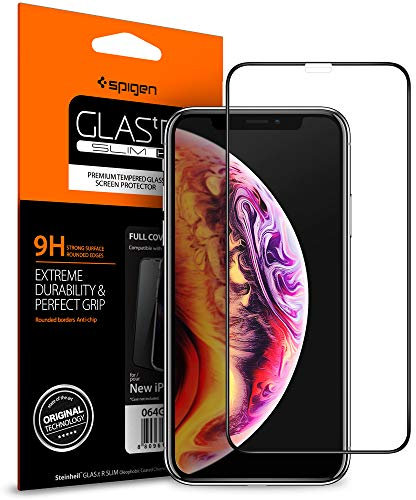 Spigen GLAS.tR Slim FC iPhone XR Screen Protector (Apple, iPhone XR, Dust Resistant, Scratch Resistant, Shock Resistant, Black, Transparent)