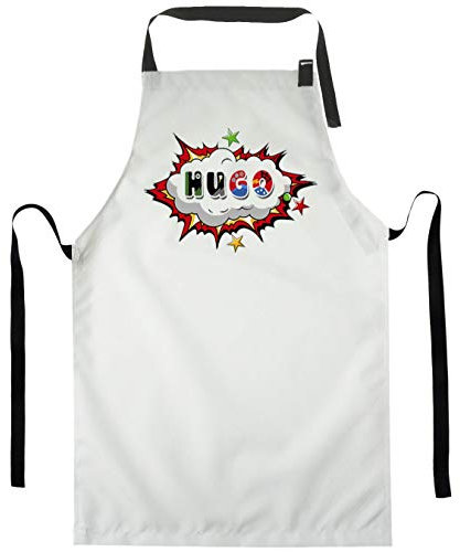 Ferocity Personalisierter Kinderschürze Kind Malschürze Kunstkittel Kochschürze Apron Werkschürze mit einem motiv Weiß Superheld mit Namen[074]