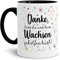 Tassendruck Erzieher-Tasse mit Spruch Danke, DASS du Uns beim Wachsen geholfen hast - Kindergarten/Abschied/Geschenk-Idee/Dankeschön/Kita/Innen & Henkel Schwarz