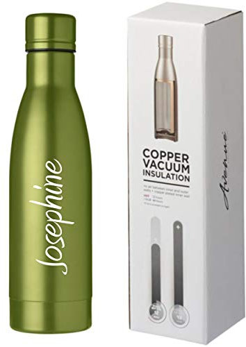 Schmalz® Isolierflasche VASA 500 ml vakuumisolierte Trinkflasche aus Kupfer Edelstahl mit Kupferisolierung auslaufsicher BPA-Frei (limone, mit Gravur)