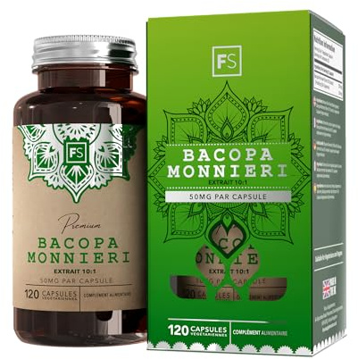 FS Bacopa Monnieri, 120 Capsule Brahmi, 500mg Estratto 10:1 | Bacopa Monnieri Supporto Memoria e Concentrazione | Non-OGM, Senza Glutine ed Allergeni | Prodotto nel Regno Unito