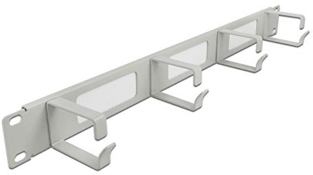 Delock 66543 19″ Kabelmanagement Bürstenleiste mit 4 Bügeln 1 HE grau