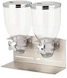 Honey-Can-Do Double Commercial Cereal Dispenser, Metallic & Chrome KCH-09201, Silver, 35 oz
