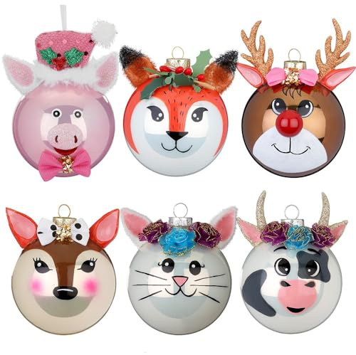 MAGIC Christbaumschmuck Weihnachtskugeln Figuren Glas mundgeblasen Weihnachtskugeln Weihnachtsschmuck Baumkugeln Baumschmuck, Crazy Christmas-Kugel, Set aus 5 Stück, Glas, 8 cm, Inge Mojis und Co