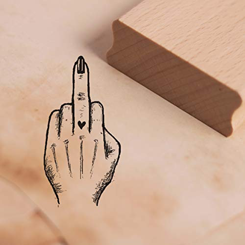Stempel Mittelfinger mit Herz Tattoo - Motivstempel ca. 25 x 48 mm