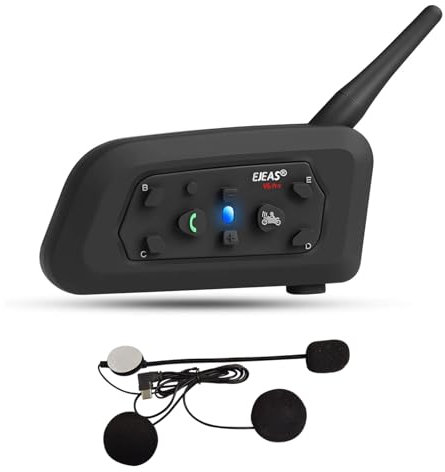EJEAS V6PRO Motorrad Intercom Bluetooth Headsets 1200m bis zu 6 Reiters DSP-Rauschunterdrückung, Wasserdicht, Kommunikationssystem für Motorräder, 1 Stück