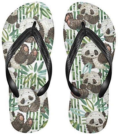 Linomo Tongs pour homme et femme - Motif animal mignon - Panda - Tongs en bambou - Tongs de bain décontractées - Sandales d'été - Chaussures de plage, multicolore, 40/41 EU