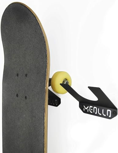 MEOLLO Wandhalterung für Skateboard, 100% Stahl, (Schwarz X3)