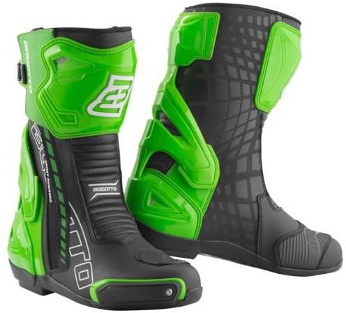 Bogotto Donington Motorradstiefel, schwarz/grün, 45