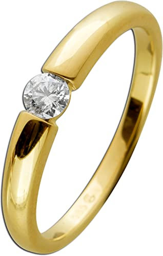 Ch.Abramowicz Spannring Gelbgold 585 14 Karat Solitär Diamant 0.15ct W SI 17
