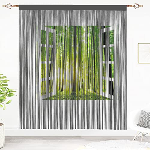 Taiyuhomes String Door Curtains Fly Screen Curtain For Window Decorations Living Room Doorways Crystal Plain Tassel (Grey2, 90 x 200 cm)