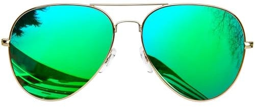KANASTAL Groß Sonnenbrille Herren und Damen Verspiegelt Grün Gläser mit Premium Metallrahmen UV400 Schutz klassisch Spiegelglas Sonnenbrille