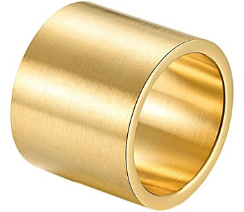 KnBoB 19MM Eheringe Chirurgenstahl, Gold Breit Gebürstet Edelstahl Ehe Verlobungsringe für Herren Größe 72 (22.9)