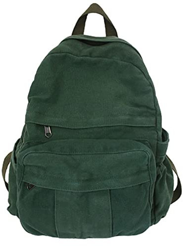 KAOBIO Boho-Rucksack aus Segeltuch für die Schule, Vintage, College-Rucksack, Damen, Fee, Grunge, ästhetischer Hippie-Y2K-Rucksack, Grün , 11.8x5.1x13.8 inches, Modern