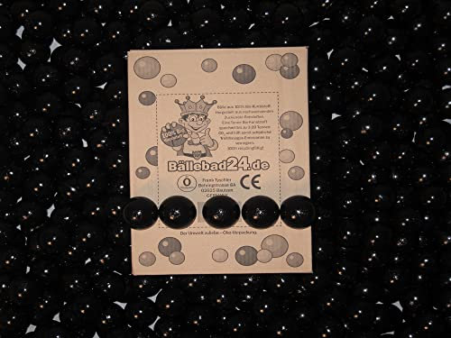 100 Bio-Kunststoff Bällebad Bälle aus nachwachsenden Zuckerrohr - Rohstoffen, 6cm Ø, Kindergarten und Gewerbequalität-BB02 (Schwarz 10)