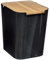 UNIMASA Papelera baño de poliestireno Tapa de bambú Capacidad de 5 litros - Negro