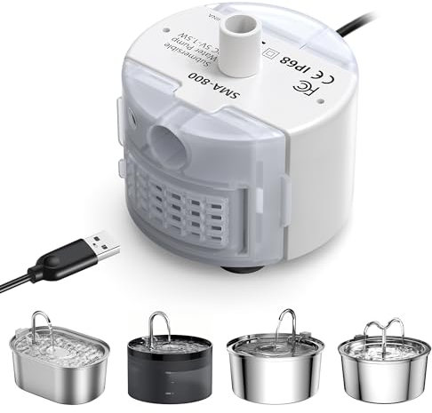Petace Ersatzpumpe für Trinkbrunnen Edelstahl 3.2 L für Katze und Hunde, Langlebige Wasserpumpe für Katzentrinkbrunnen, Leise Wasserbrunnen 30dB