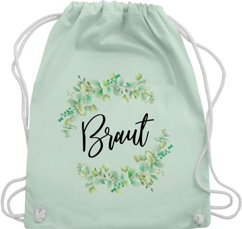 Turnbeutel Rucksack - JGA Junggesellenabschied Frauen - Braut Eukalyptus - Unisize - Pastell Grün - brauttaschen bachelorette party stoffbeutel junggesellinnenabschied outfit jungesselnabschied