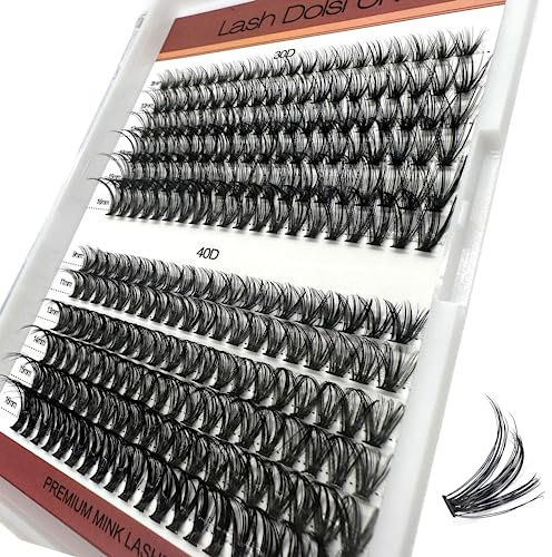 Premade Fan Cluster Lash Extensions - Lash Doll UK Company - 260pcs, 10D, 20D, 30D, 40D, D Curl, 8-16mm Mix, Individual Lashes, Personal Home Use & ProfessionaL (30d+40d)