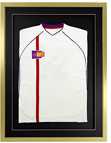 Vivarti DIY 3D Mounted Sports Shirt Display Gold Frame (Adult, 60 x 80cm - Gold Frame, Black Mount, Black Backing Card)