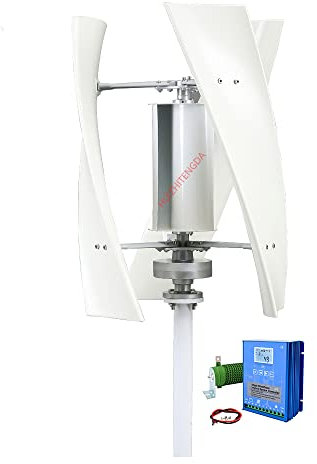 HUIZHITENGDA Generatore di turbina eolica Verticale da 2000 W 12V/ 24V/ 48V con Controller Ibrido MPPT Turbina eolica Non Rumore per Uso Domestico (Bianco),48v