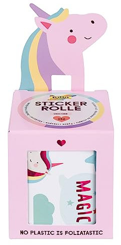 folia 27102 - Stickerrolle UNICORN, Sticker Set mit 352 Aufklebern, 4 m lang mit verschiedenen selbstklebenden Motiven