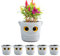 Restmo 6 Pack Cute Owl Plant Pots, 9cm Self Watering Planters for Indoor Plants, Plastic Flower Pots with Owl Eye Water Level Indicator, Ideal Home Office Decoration Gift White