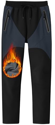MoFiz Kids Winter Fleece Hiking Insulated Snowboard Pants Kids Girls Waterproof Snow Ski Pants Black 14-16