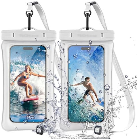 TECHGEAR Waterproof Phone Pouch, [2 Pack] IPX8 Floating Case for Swimming, Waterproof Phone Bag with Lanyard Compatible for iPhone 16e 16 15 14 13 12, Samsung Galaxy S25 S24 S23 Ultra A16 A35 A26 etc