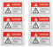 AOKWAWALIY 6 Stück Strom-Warnetiketten, Hochspannung, Elektroschocks, Warnaufkleber, Warnaufkleber, Kabelanhänger, Kabeletiketten, Schild, Etikett, Aufkleber, PP-Kunstpapier, elektronisch