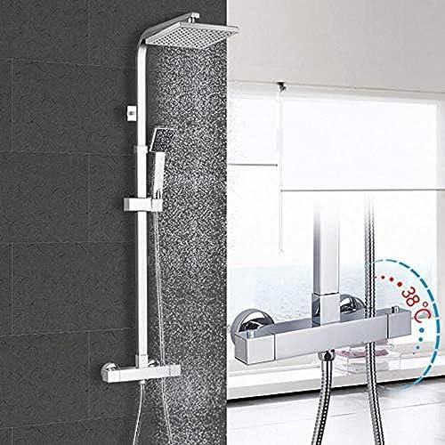 Badezimmer-Thermostat-Duschset, Badewannen-Wasserhahn-Duschsystem mit konstanter Temperaturregelung, Chrom, Duschsets