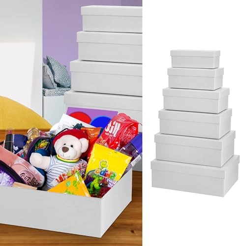 Boxenset 6er Set | weiß 6 Größen Karton | Schachteln zum Verpacken oder als Aufbewahrungsboxen