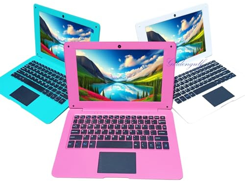 Ordenador portátil mini de 10 pulgadas Quad Core alimentado por Android 12 Netbook 64GB computadora pequeña con cámara web WiFi Bluetooth, cargador de ratón incluido, adecuado para niños y