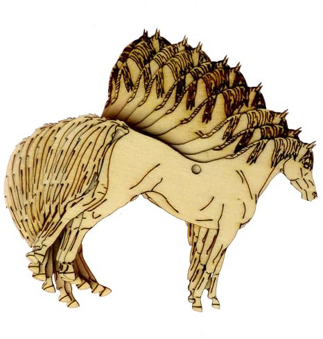 Arabisches Pferd aus Holz, stehend, 3 mm, Sperrholz, Tier, Bauernhof, Haustier (18 x 22,3 cm, Loch oben mittig), 10 Stück
