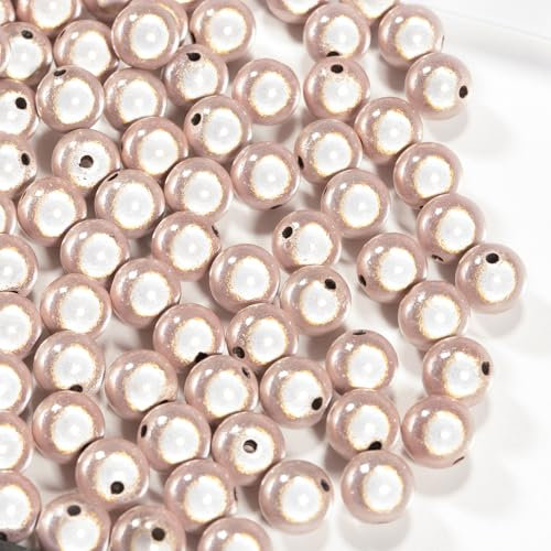 90 Stück 3D Illusion Miracle Perlen 12mm Wunderperlen, Stickerei, Acrylperlen für Schmuckherstellung, hübsch unter Licht DIY Herstellung Von Armbändern Und Halsketten (Hellrosa)