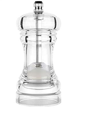 BKSK Grinder Pepper Salt and Pepper Grinder - Acrylic Combo Pepper Mill and Salt Shaker with Adjustable Coarseness Ceramic Mechanism Easy to Use Pepper Shaker Grinder(6 inch)