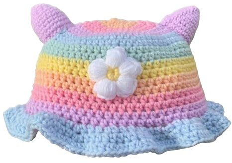 ZICHENXR Fischerhut, gehäkelt, Fischerhut für Damen, Teenager, Outdoor, faltbar, Pendeln, Fischerhut, gewellte Krempe, Frühling