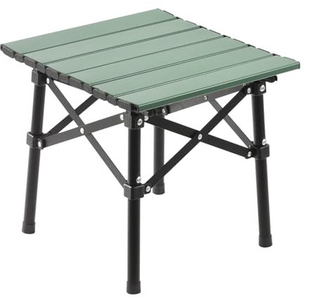 Restorgan Tragbarer Campingtisch, Klapptisch aus Aluminium, Tragbarer Klappstuhl Ultraleicht mit Tragetasche, Camping Tisch Klein Tisch zum Garten Wandern Camping (Grün)
