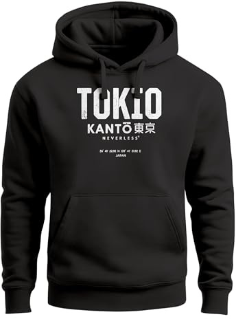 Neverless® Hoodie Herren Frontprint Tokyo Japan Japanische Schriftzeichen Grafik Print Fashion Streetstyle Männer