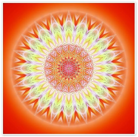 Mandala Gesundheit mit Blume des Lebens Poster von Christine Bässler 20 x 20 cm Orange Wandbilder Wanddeko