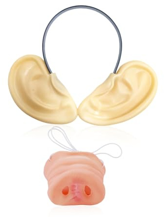 CVFRTT 1 Schweineohr-Ohrenschützer, 1 Schweinenase, Schweineohren-Stirnband, Künstliche Ohren Und Nasendekoration, Party-Requisiten-Dekoration