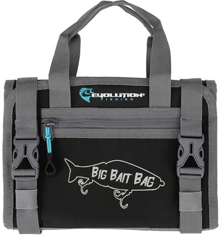 Evolution Fishing Große Ködertasche – 25,4 cm, aufrollbare Ködertasche, langlebig, tragbare Aufbewahrung für große Köder und Ausrüstung