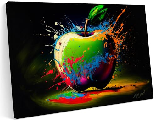 Printonia Leinwandbild m Bild auf Leinwand 100x70 Apfel Abstrakt Obst Obst Bunt