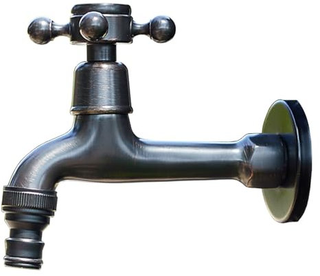 Robinet de jardin à levier unique en laiton noir de 1,27 cm, résistant au gel, design rétro durable pour une utilisation en extérieur