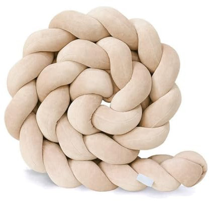 GYWZTJ Bettschlange Geflochten, 3 Strands Bettschlange Baby Geflochten, Bettschlange 200 cm, Kantenschutz Bettumrandung Knotenkissen, Nestschlange Babybett für Geschenk und Dekoration (C 2 Meter)